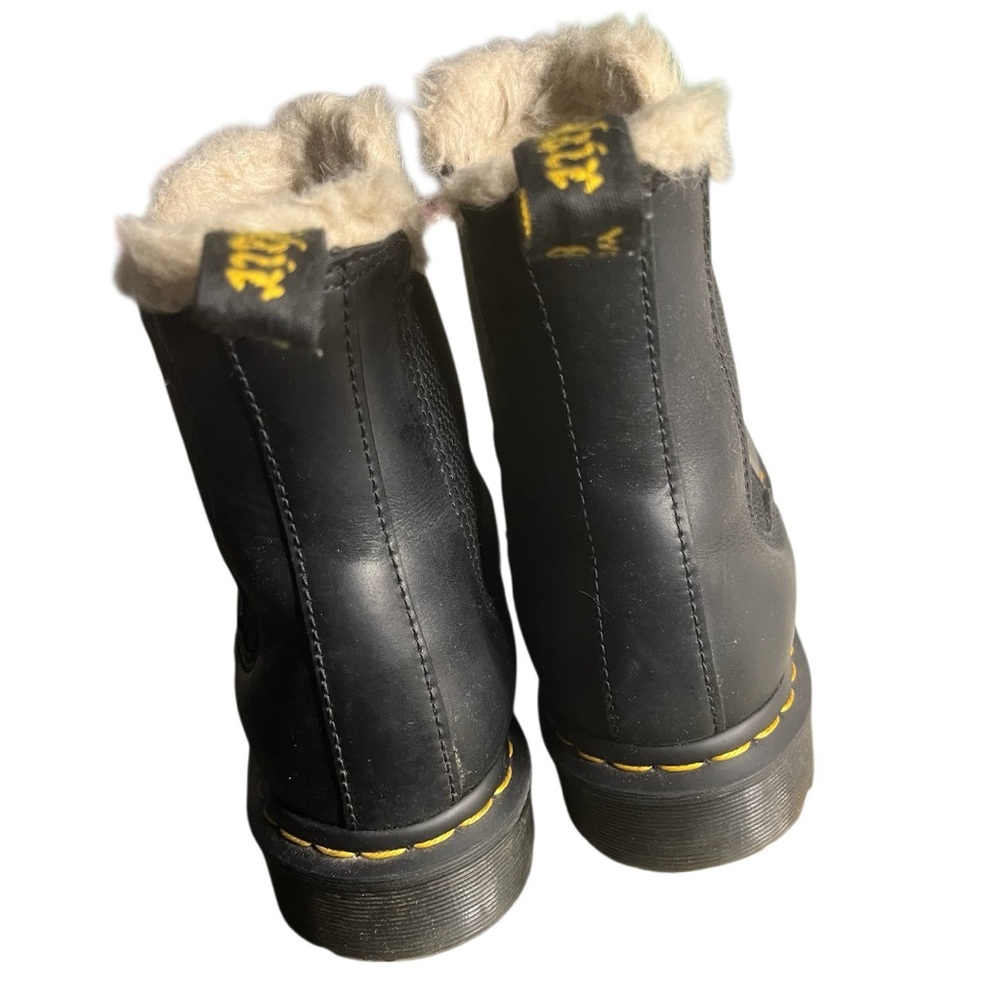 Black Faux Fur-Lined Chelsea Boots - Women's - Picture 3 of 8